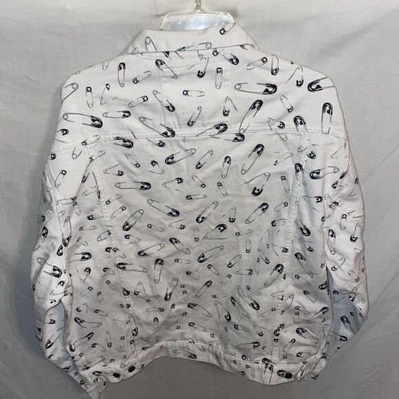 The Hundreds Men’s Denim Shacket Size XL White Safety Pin Motif Streetwear NWT - Picture 8 of 12